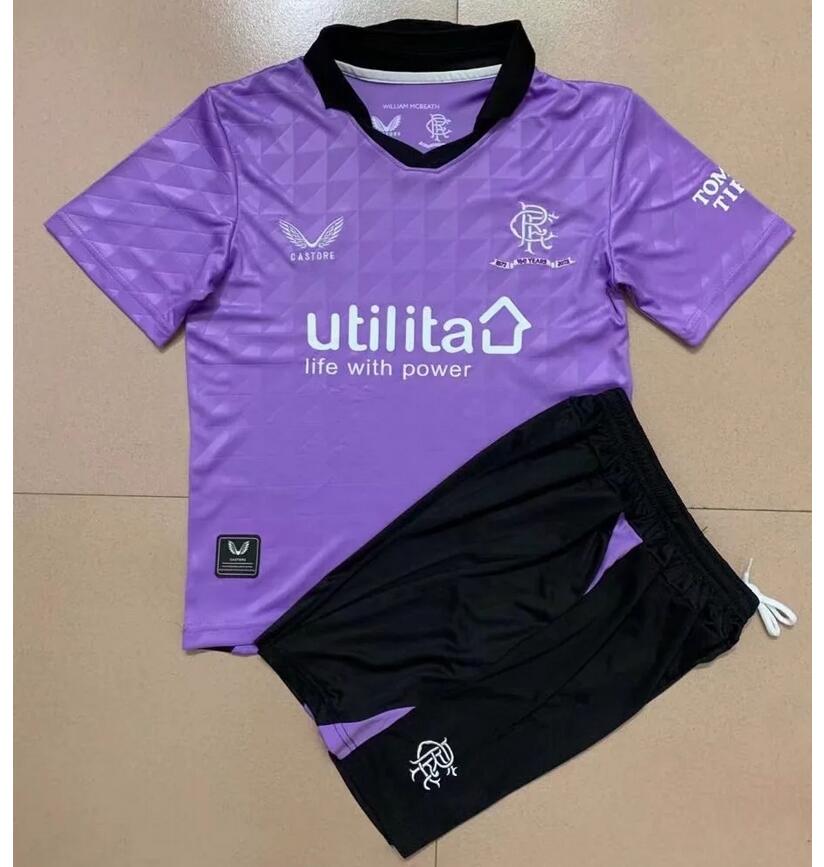 2021/22 Glasgow Rangers Kids Third Away Soccer Kits Shirt With Shorts